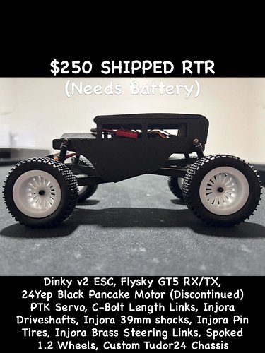 SOLD ($250 SHIPPED) Dinky v2 ESC, Flysky GT5 RX/TX, 24Yep Black Pancake Motor (Discontinued), PTK Servo, C-Bolt Length Links,...