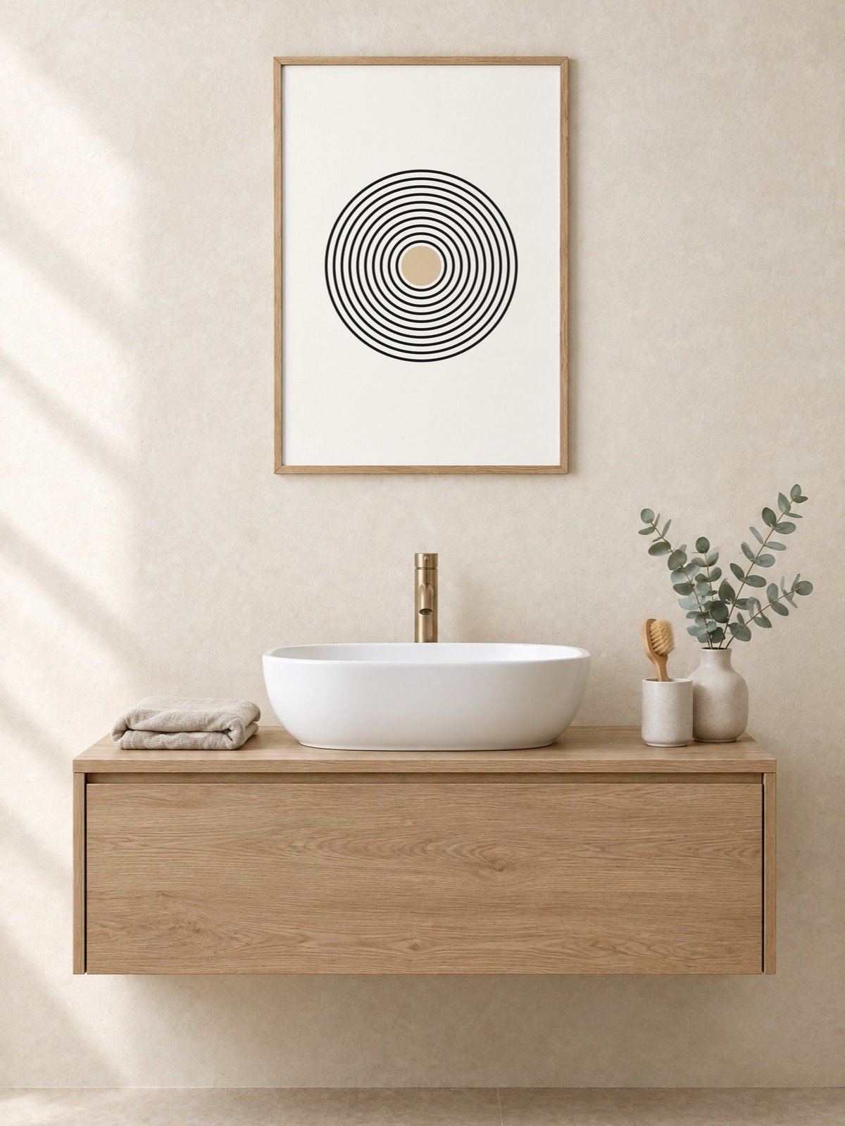 Black Circle Line Art Print | Minimalist Bathroom Wall Art product image (1)