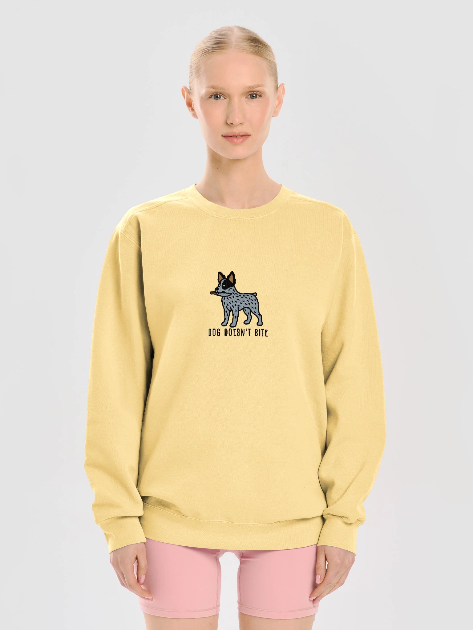 Dog Doesn't Bite Funny Chibi-Style Embroidered Premium Sweatshirt for Australian Cattle Dog(Blue Heeler 2, Nub Tail) Owners product image (45)