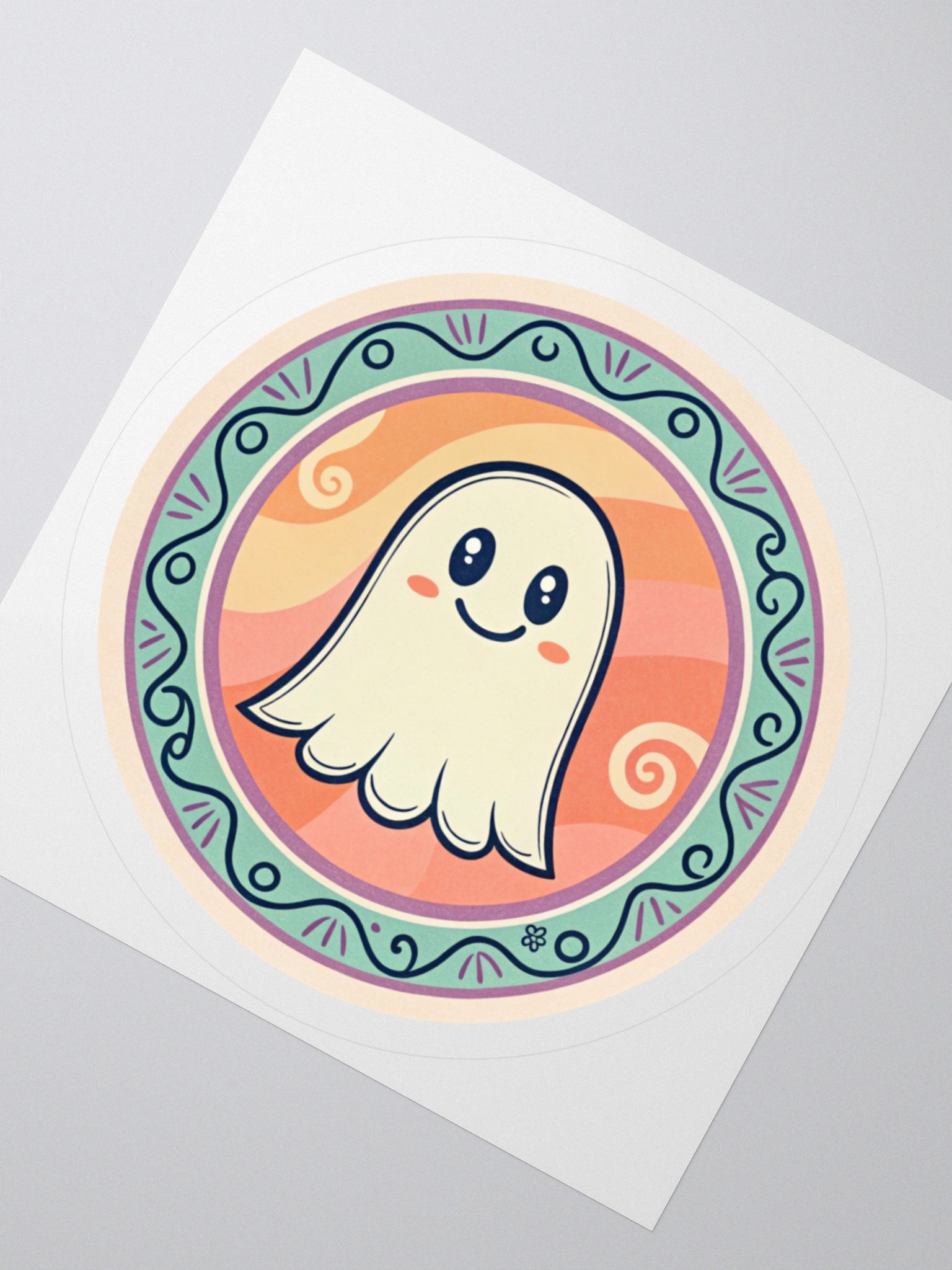 Retro Ghost Kiss Cut Sticker product image (5)