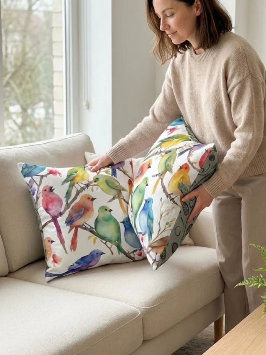 Multi Coloured Birds Pillow product image (1)