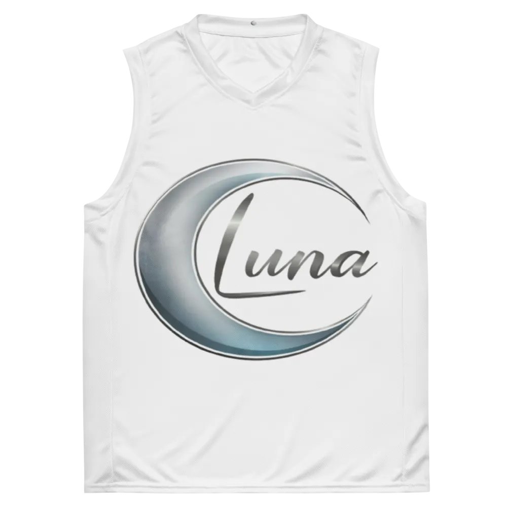 Luna Recycled Unisex Basketball Jersey - White with Cosmic Design product image (2)