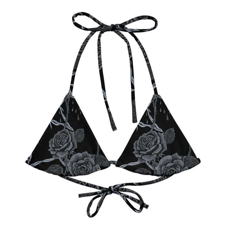 Grayscale Barbed Wire & Roses String Bikini Top product image (2)