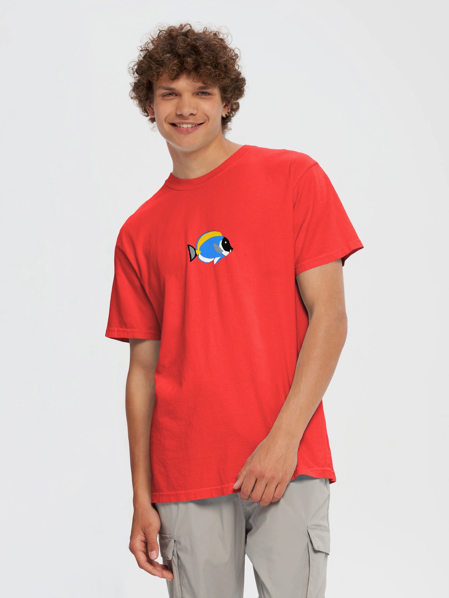 Powder Blue Tang Premium T-Shirt (Embroidered) for Reef and Marine Aquarium Lovers product image (6)