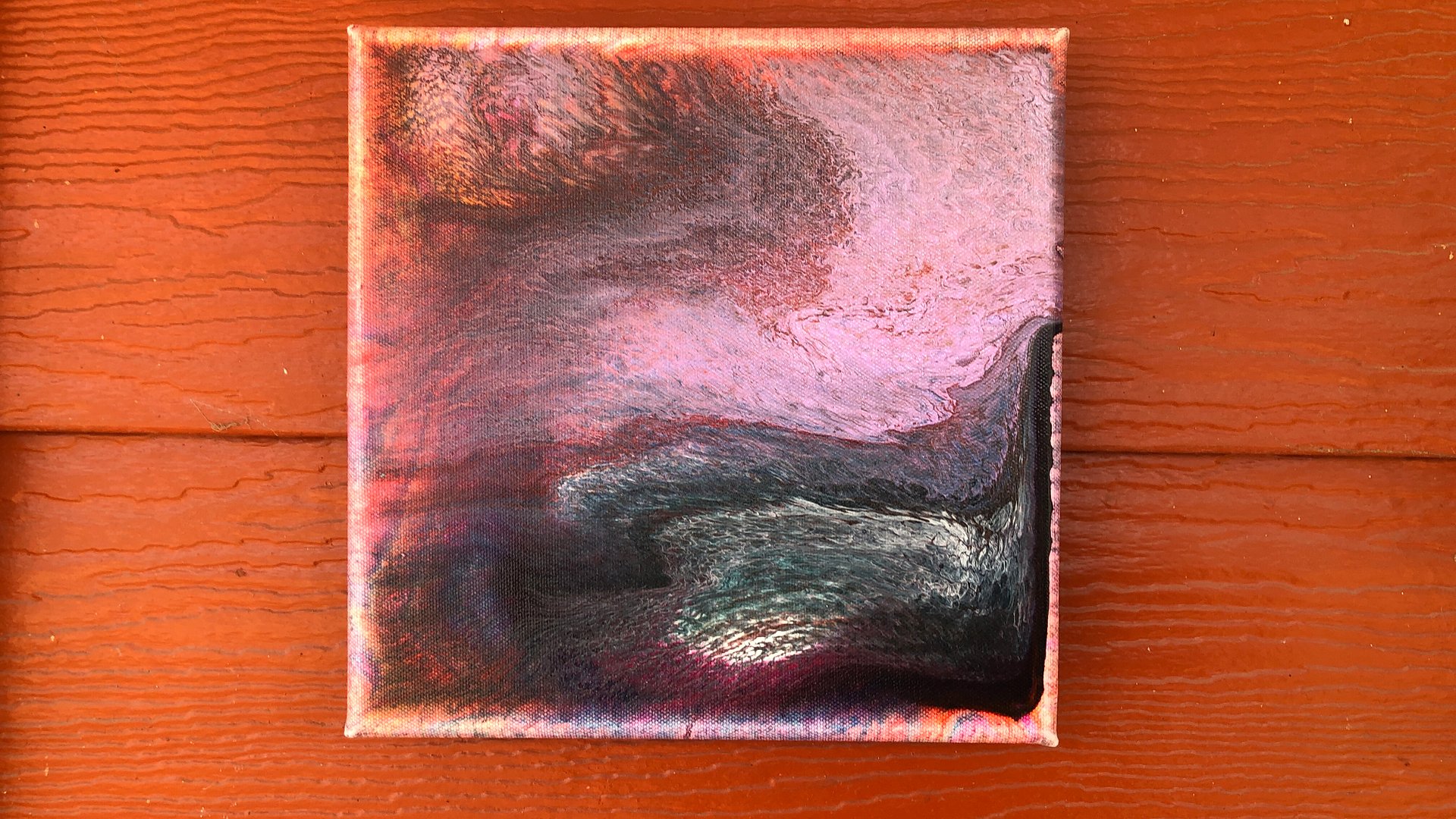 "Shades of Pink"- 8" x 8" AND "North Wind" 10"x 10" Pour paintings product image (4)