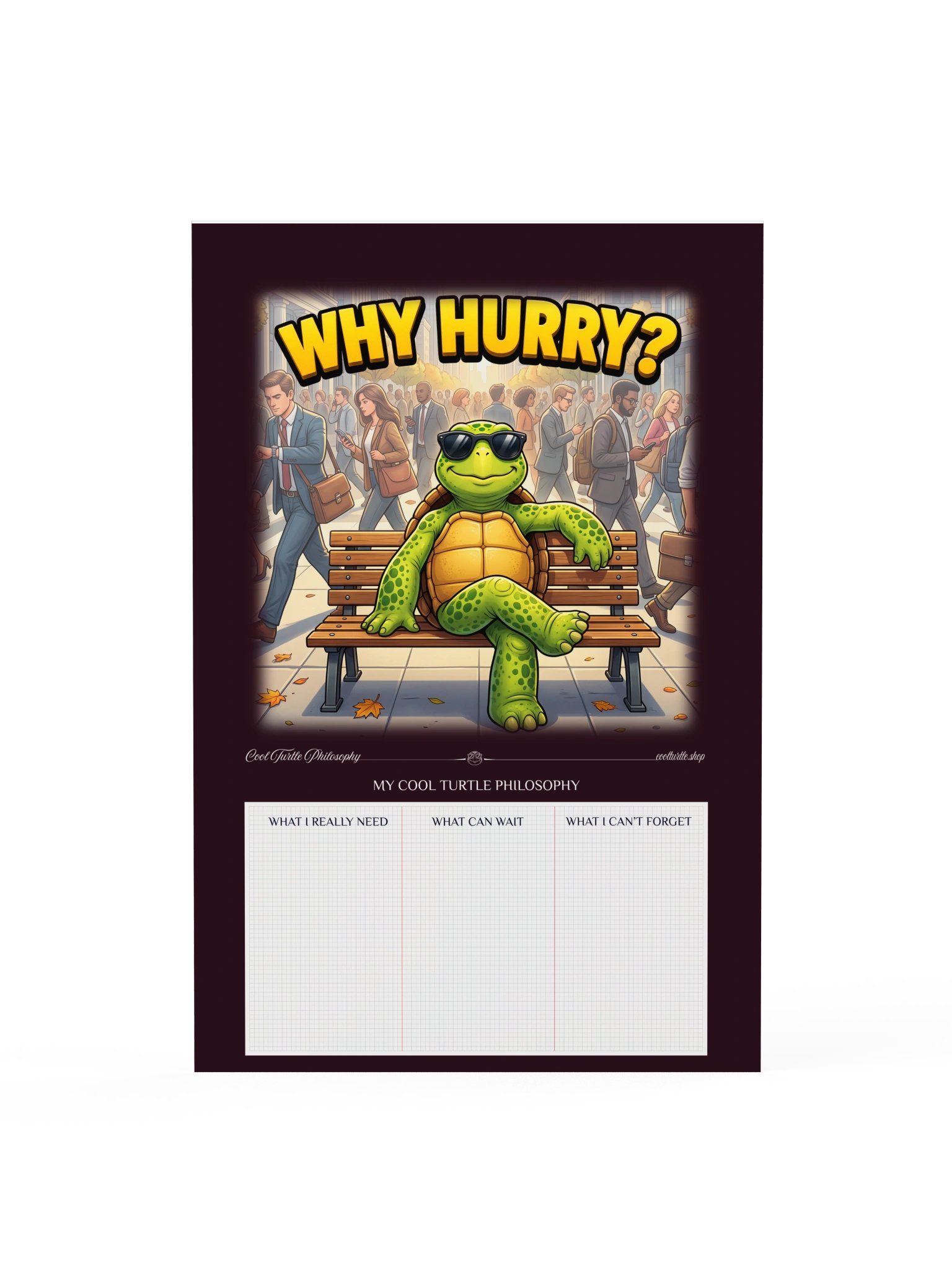 WHY HURRY? — Cool Turtle Matte Art Poster - Dark Burgundy product image (1)