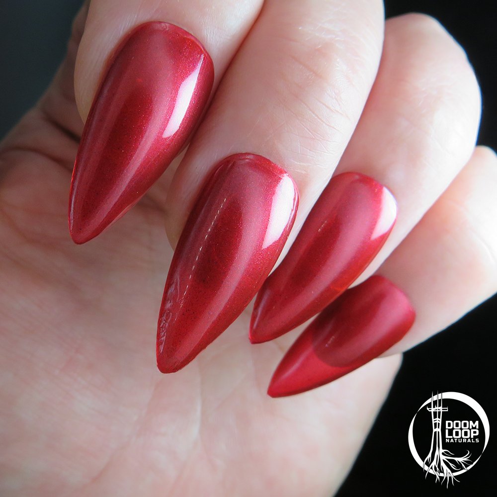 YULE TITHE - Deep Red Semi-Metallic Shimmery Nail Polish product image (3)