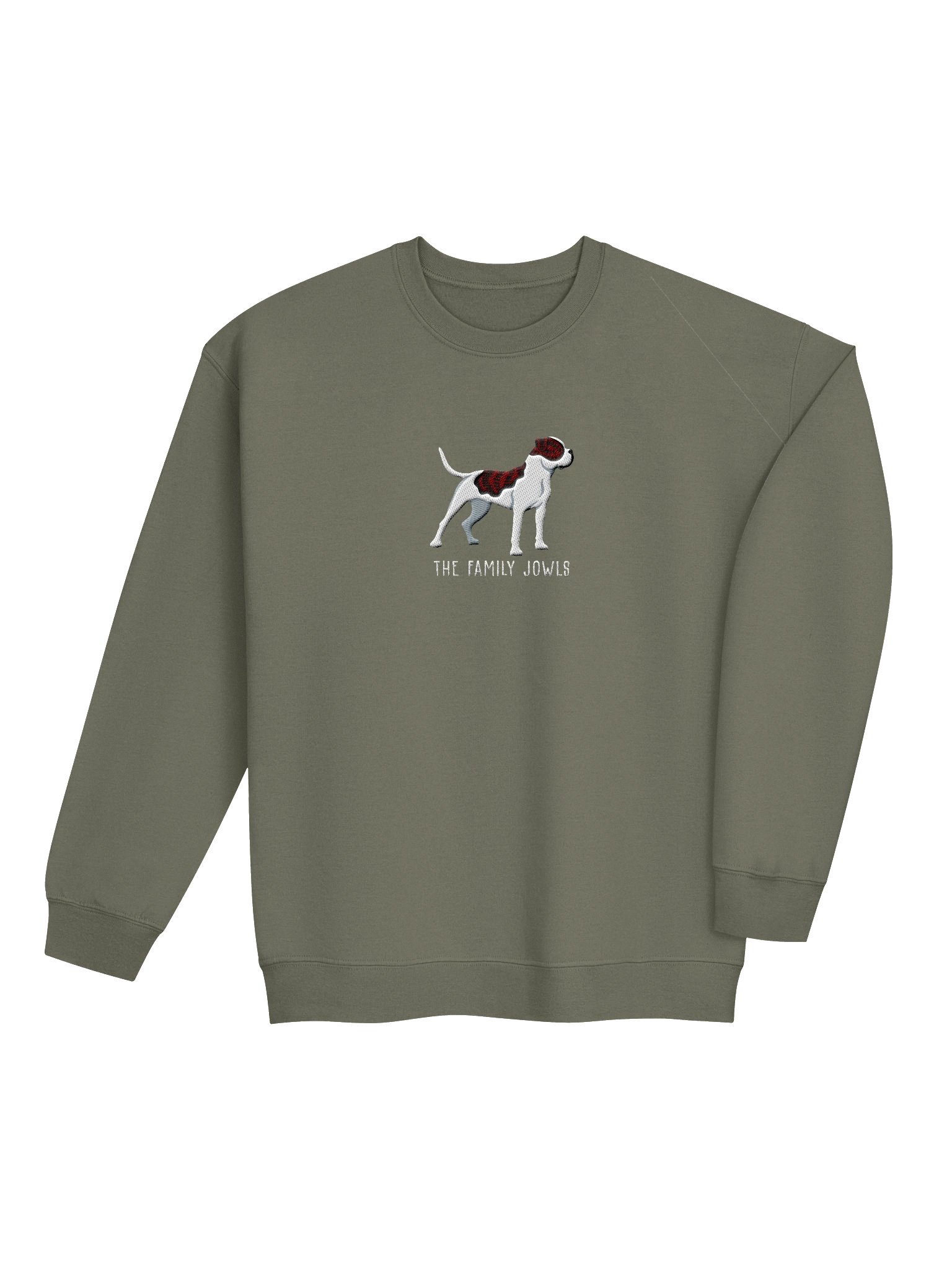 The Family Jowls Sweatshirt (Embroidered) of an American Bulldog(Brindle & White) product image (7)