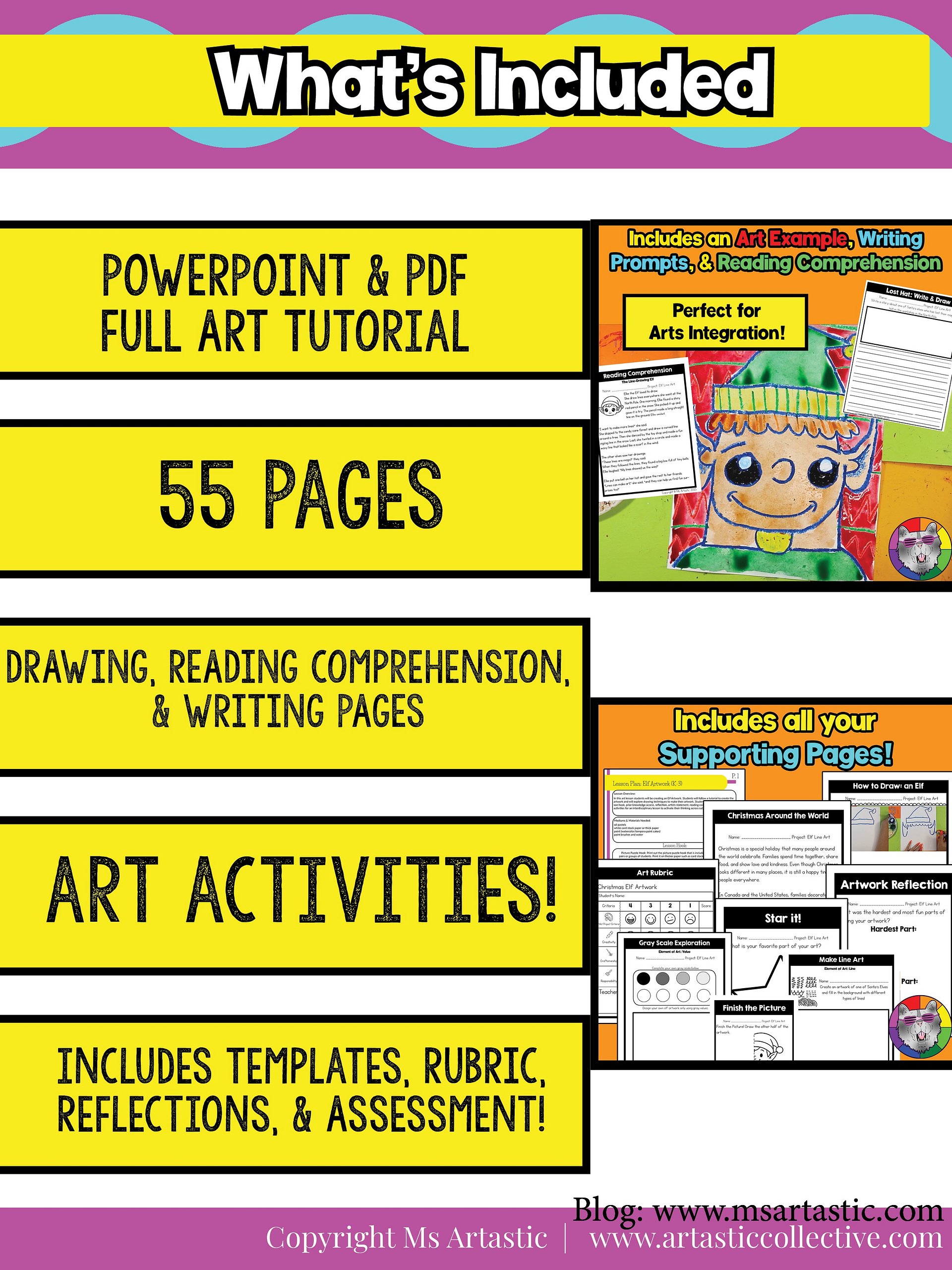 Christmas Art Project Santas Elf Art Lesson Christmas Art Activity December Art product image (6)