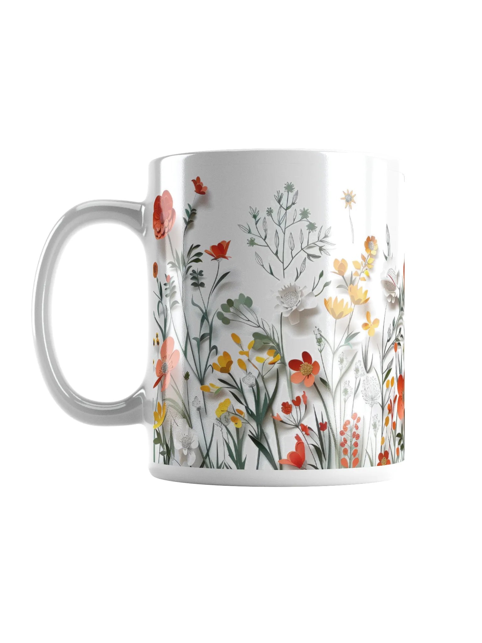 Multicolor Floral White Glossy Ceramic Mug by Treasure Pie product image (2)
