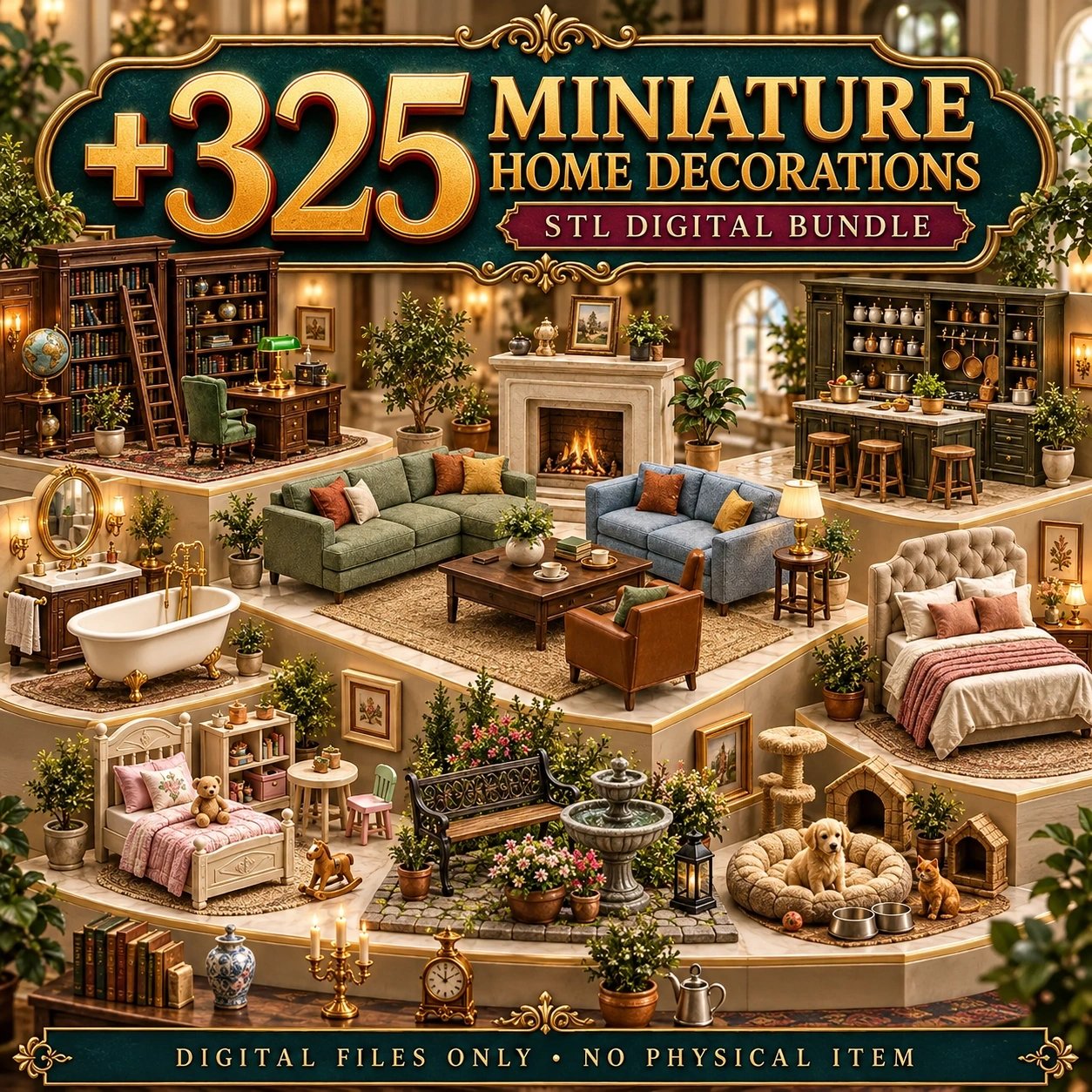 325+ Miniature Home Decor STL Bundle product image (1)