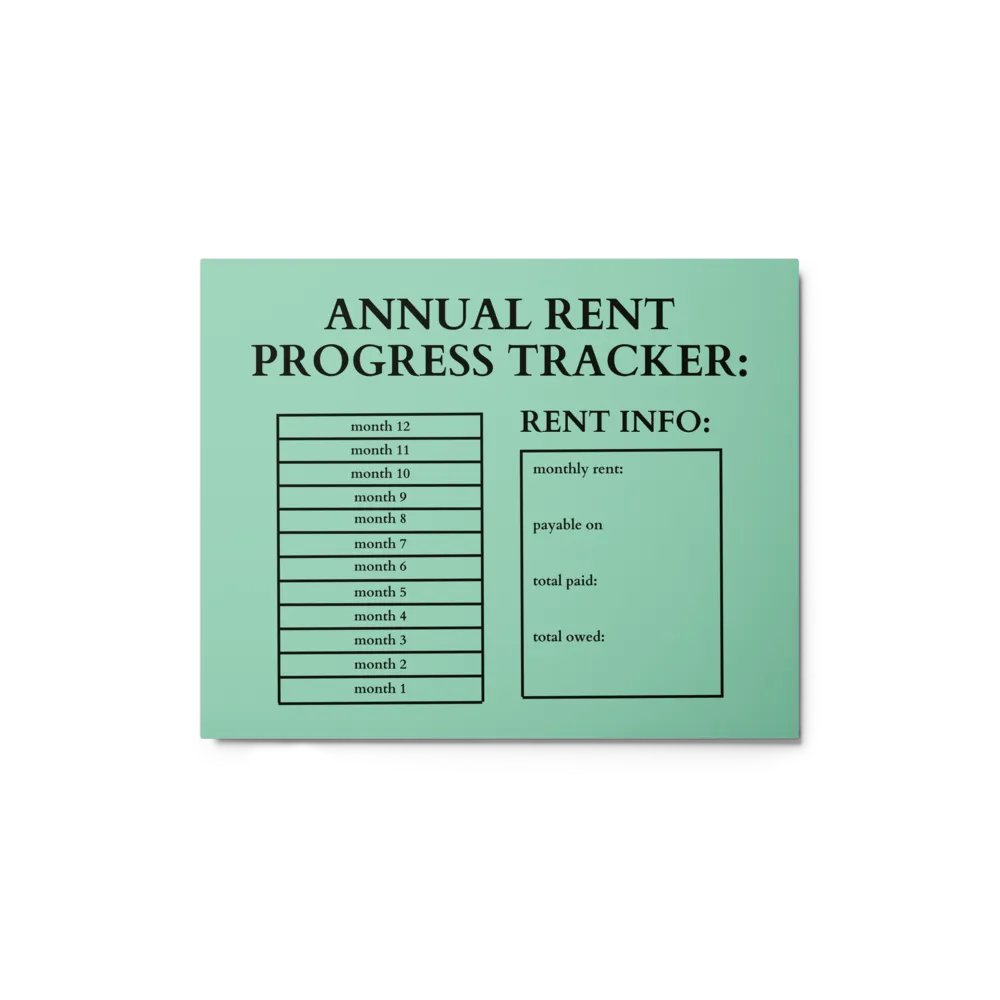 HIGHFALUTIN ANNUAL RENT TRACKER (black design 8) product image (1)