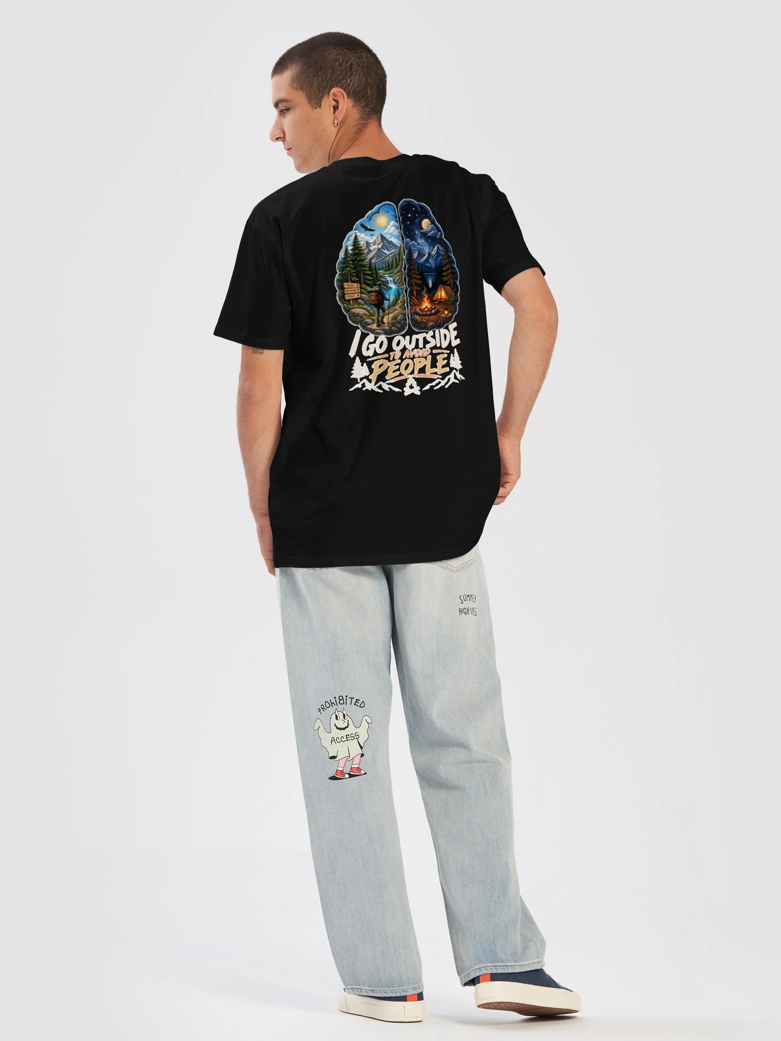 Funny Camping T-Shirt “I Go Outside To Avoid People” – Hiking Humor Graphic Tee | Outdoor Nature Lover Shirt product image (24)