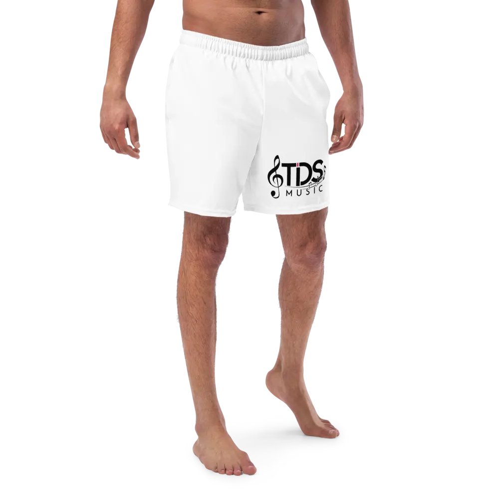 TDS Music Eco-Friendly White Swim Trunks - All-Over Print, Recycled Polyester, Sizes 2XS-6XL product image (4)