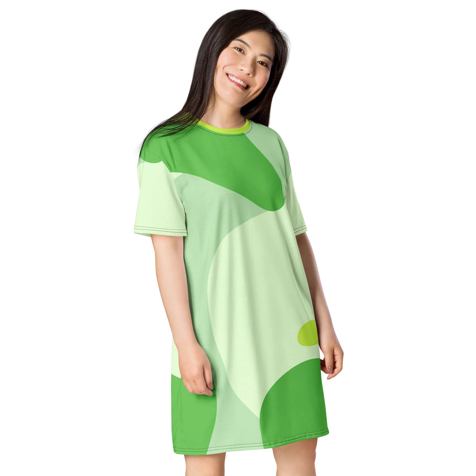 Vibrant Green Swirl Oversized T-Shirt Dress - Exclusive TDSMUSIC Design product image (4)