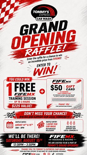 🏁🔥 WE’RE HEADING TO TOMMY’S! 🔥🏁

We’re excited to be part of the Grand Opening of Tommy’s Express Car Wash this weekend! 🎉

C...