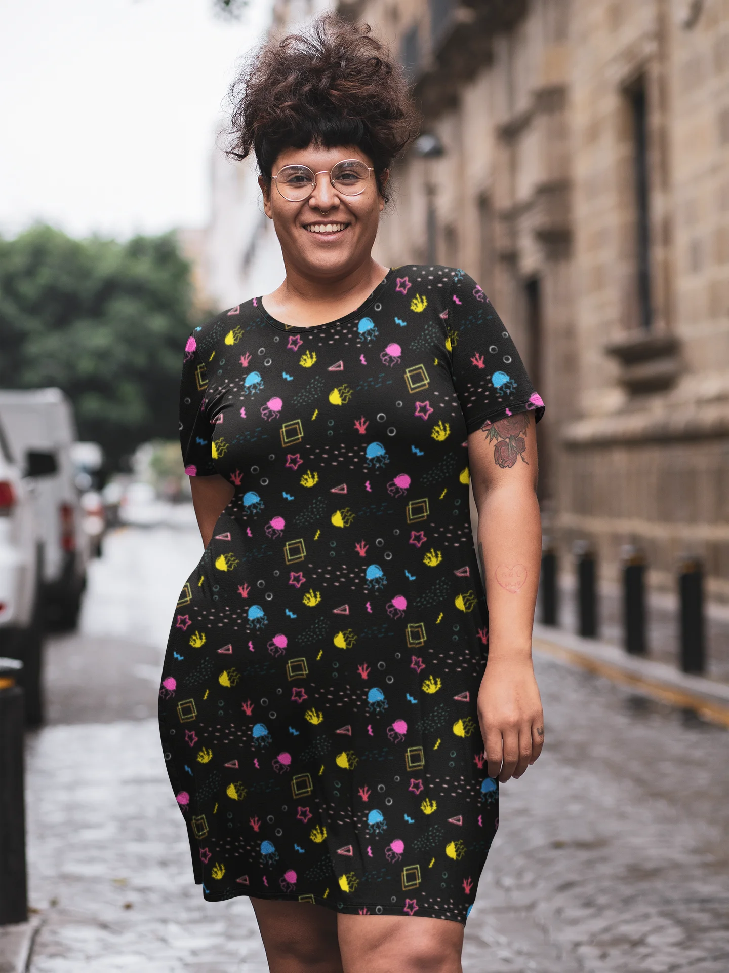 Shifty Seas dark pattern t-shirt dress product image (1)