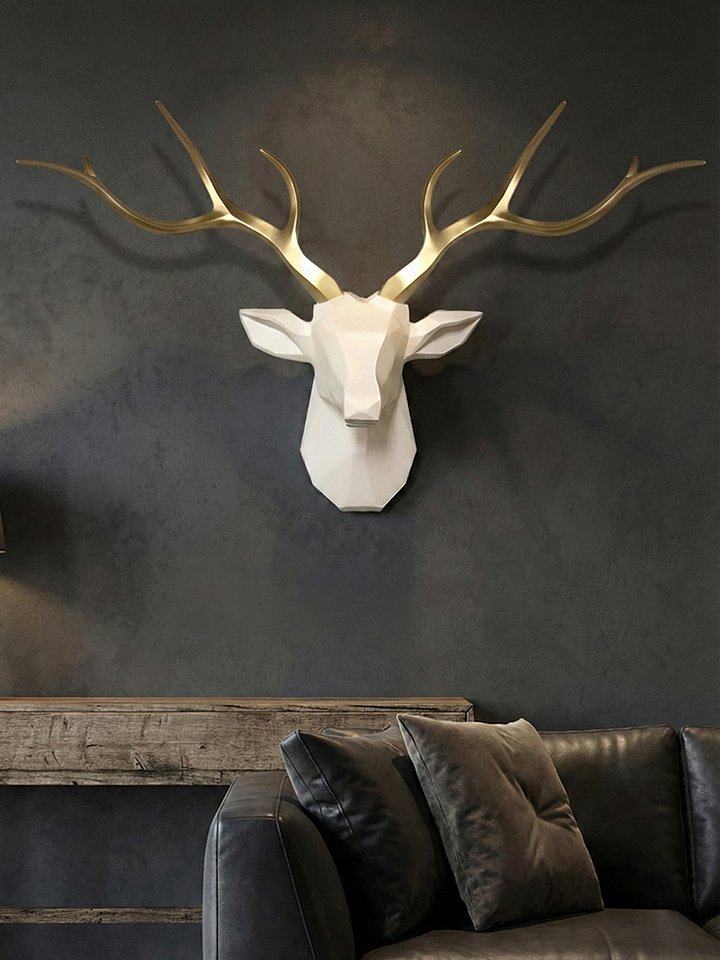 Geometric Deer Head Wall Sculpture — Modern 3D Faux Stag Decor product image (1)