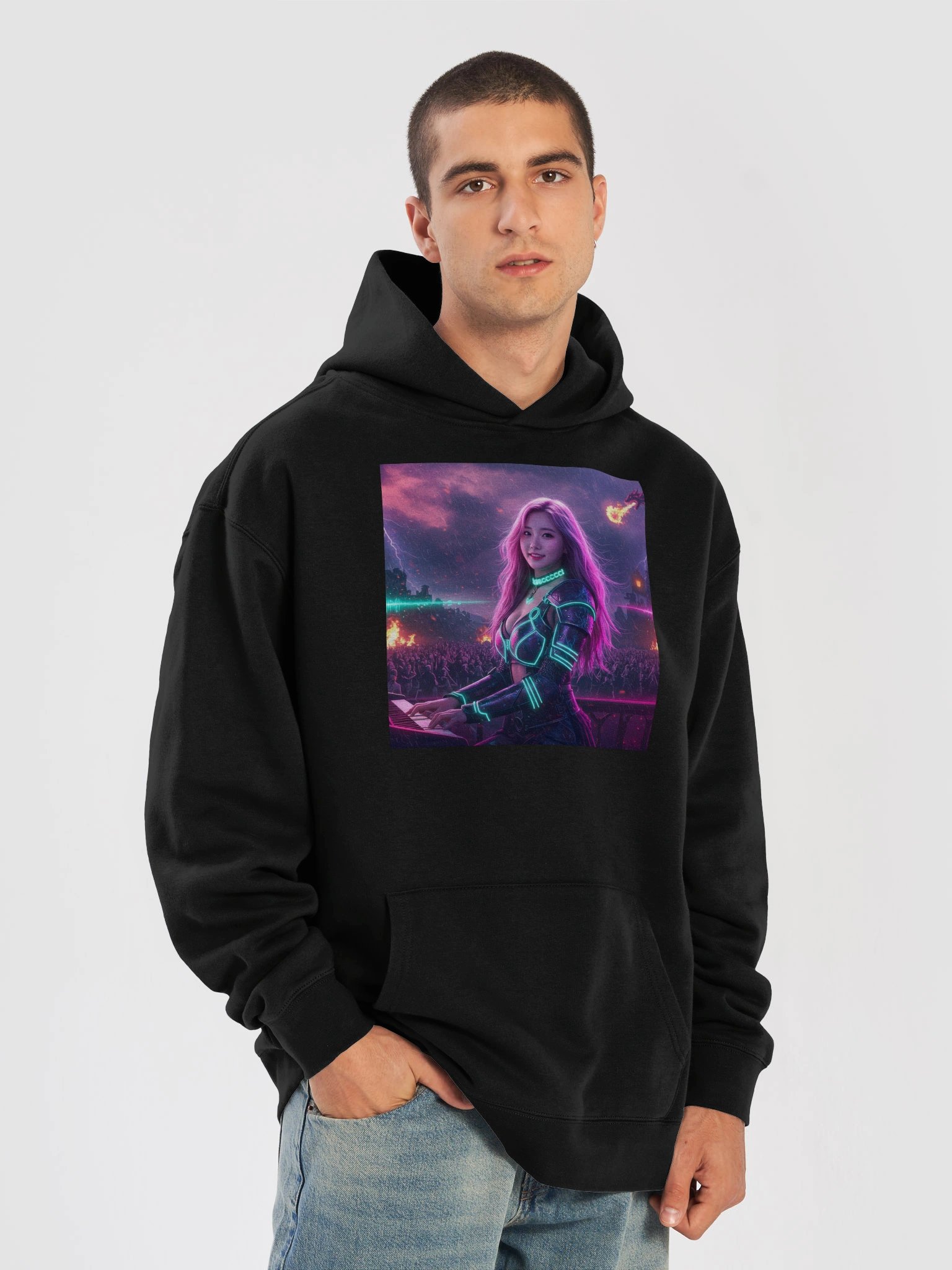 Deltasona Unisex Premium Hoodie (80% Cotton) - Black product image (7)