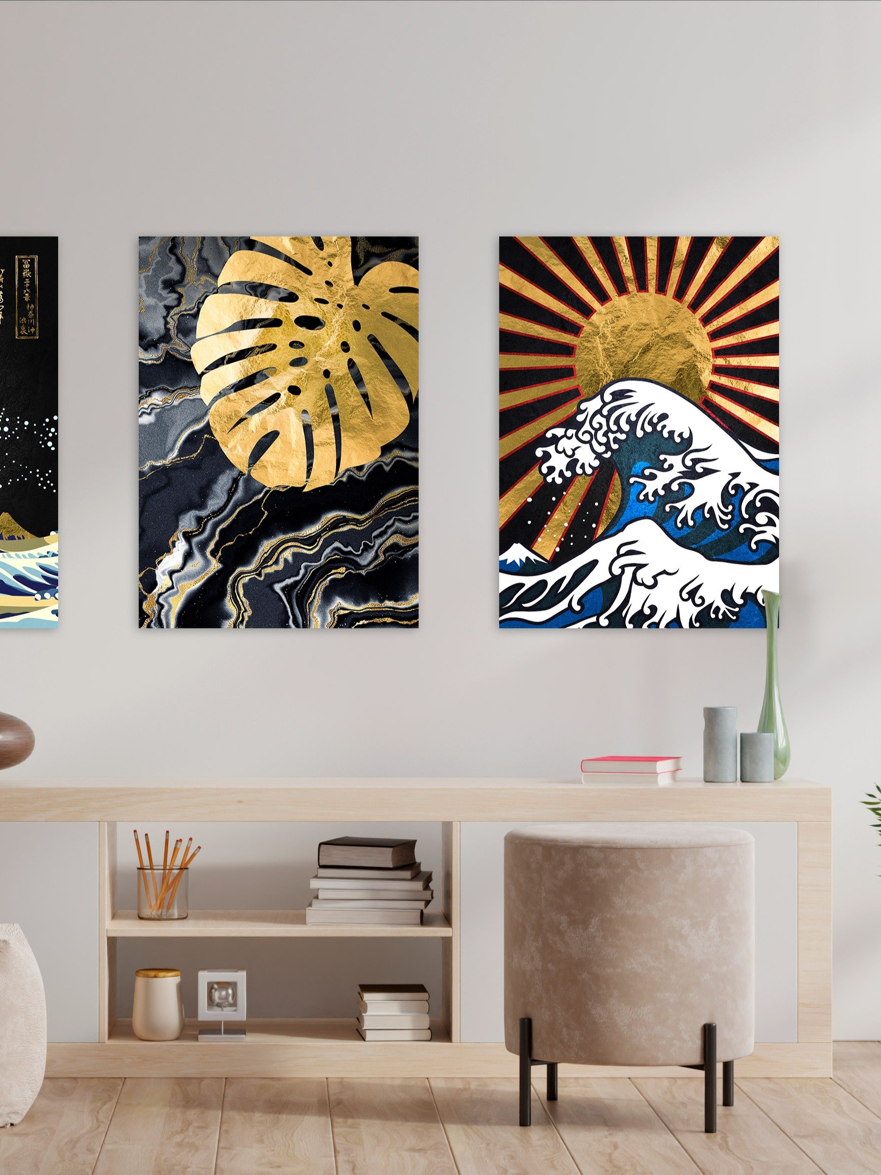 Golden Great Wave off Kanagawa #3 — Japanese golden poster, travel poster, aesthetic poster, landscape poster, wall art print product image (2)