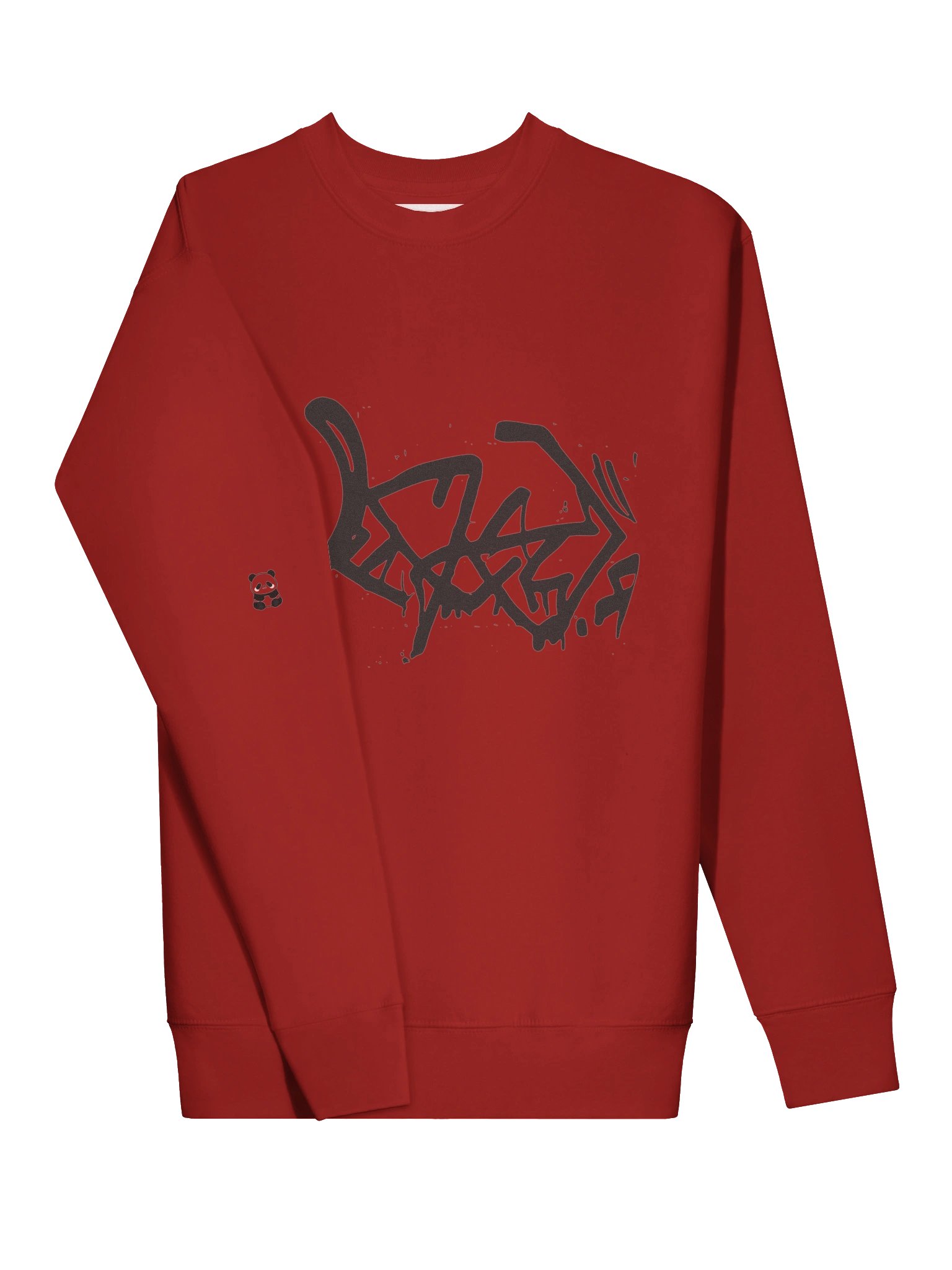 Hidenza Graffiti Tag Sweatshirt – Red Oversized Streetwear Crewneck with Panda Sleeve Detail product image (3)