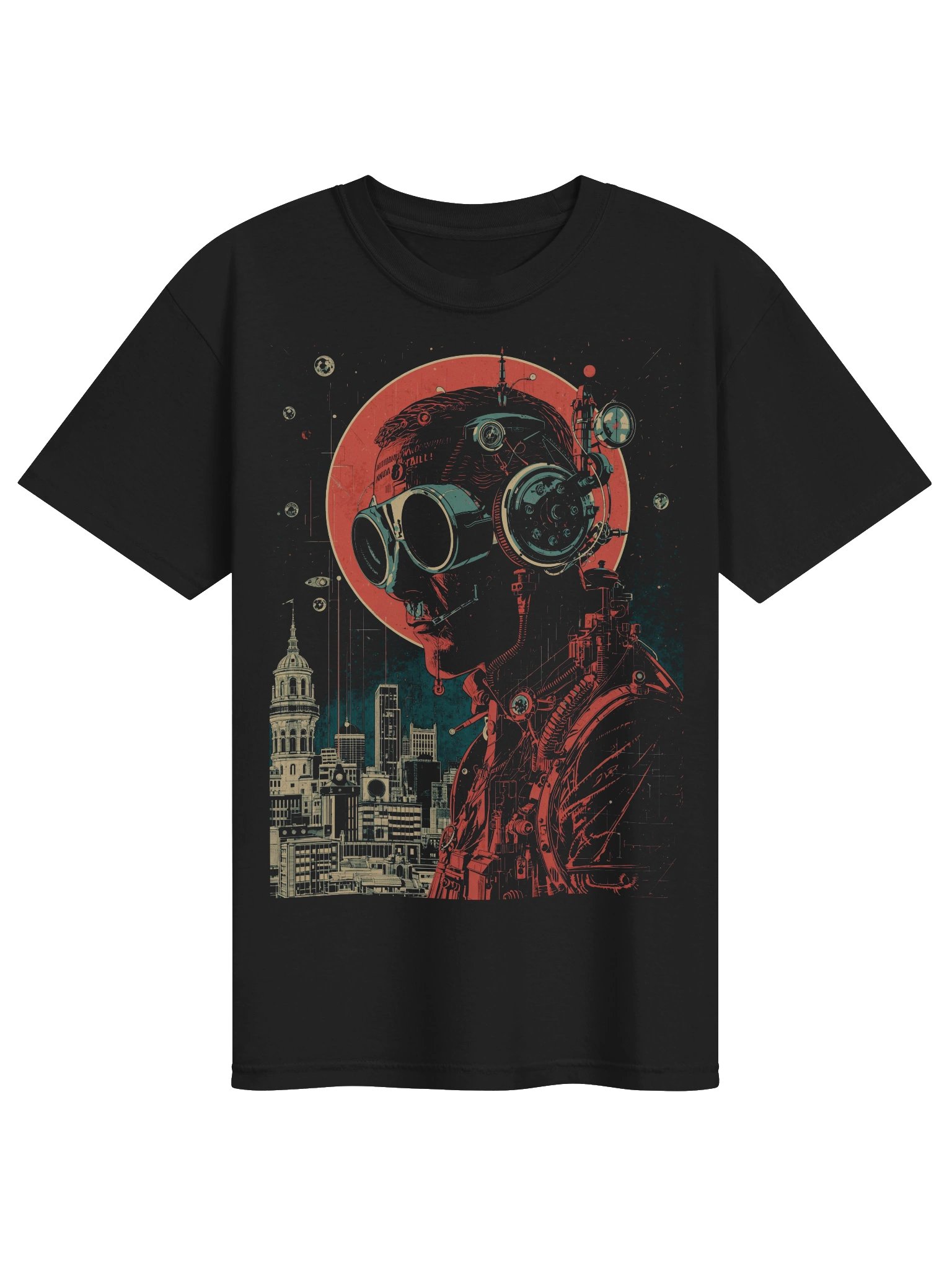 Retro-Futurist Cyborg City Heavyweight T-Shirt product image (1)