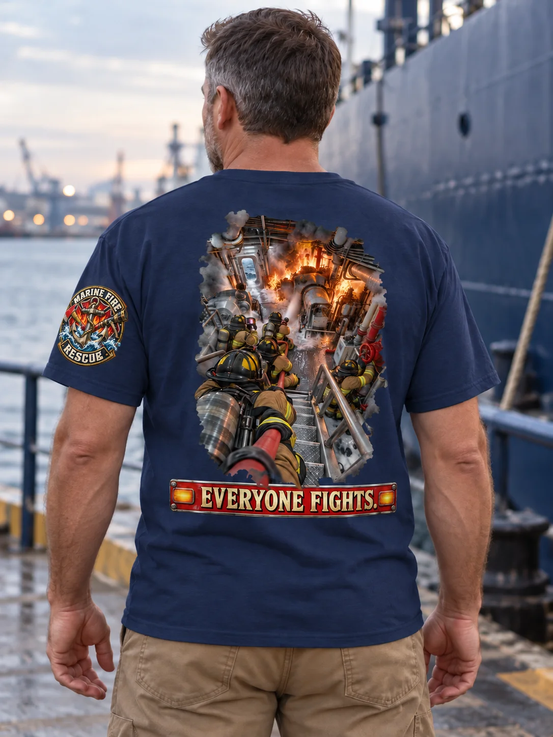 When the Ship Burns, Everyone Fights T-Shirt | FLAT OUT BROKEN™ product image (2)