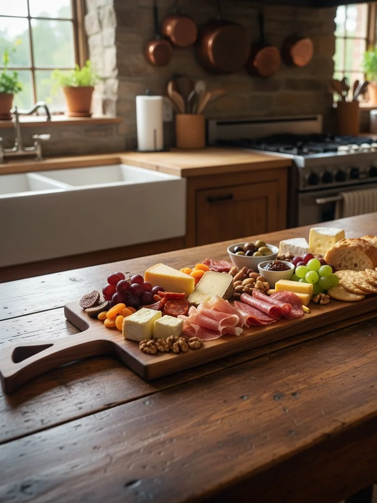 Teak Charcuterie Board w/ Handle 8 x 20 Cutting Surface Raised Grain product image (2)