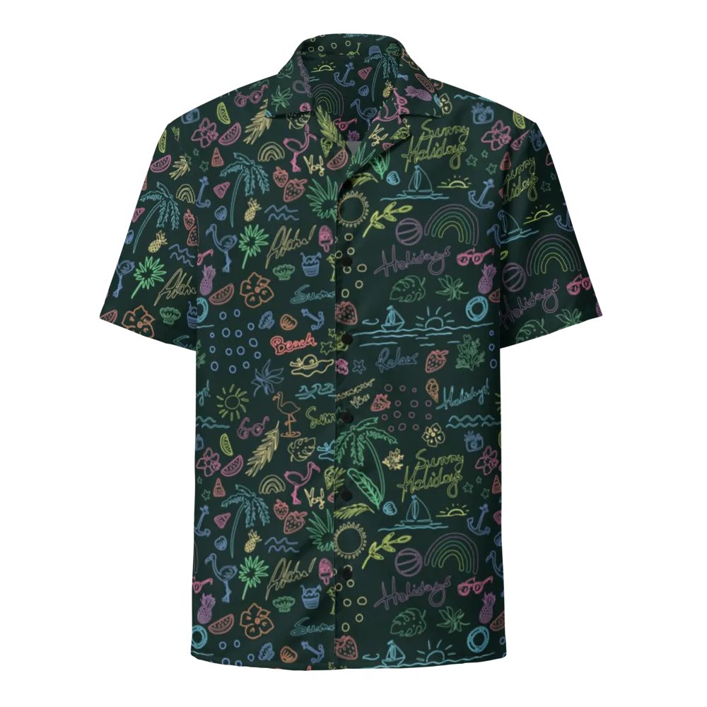 Retro Neon Sunset Palm Trees Hawaiian Shirt product image (1)