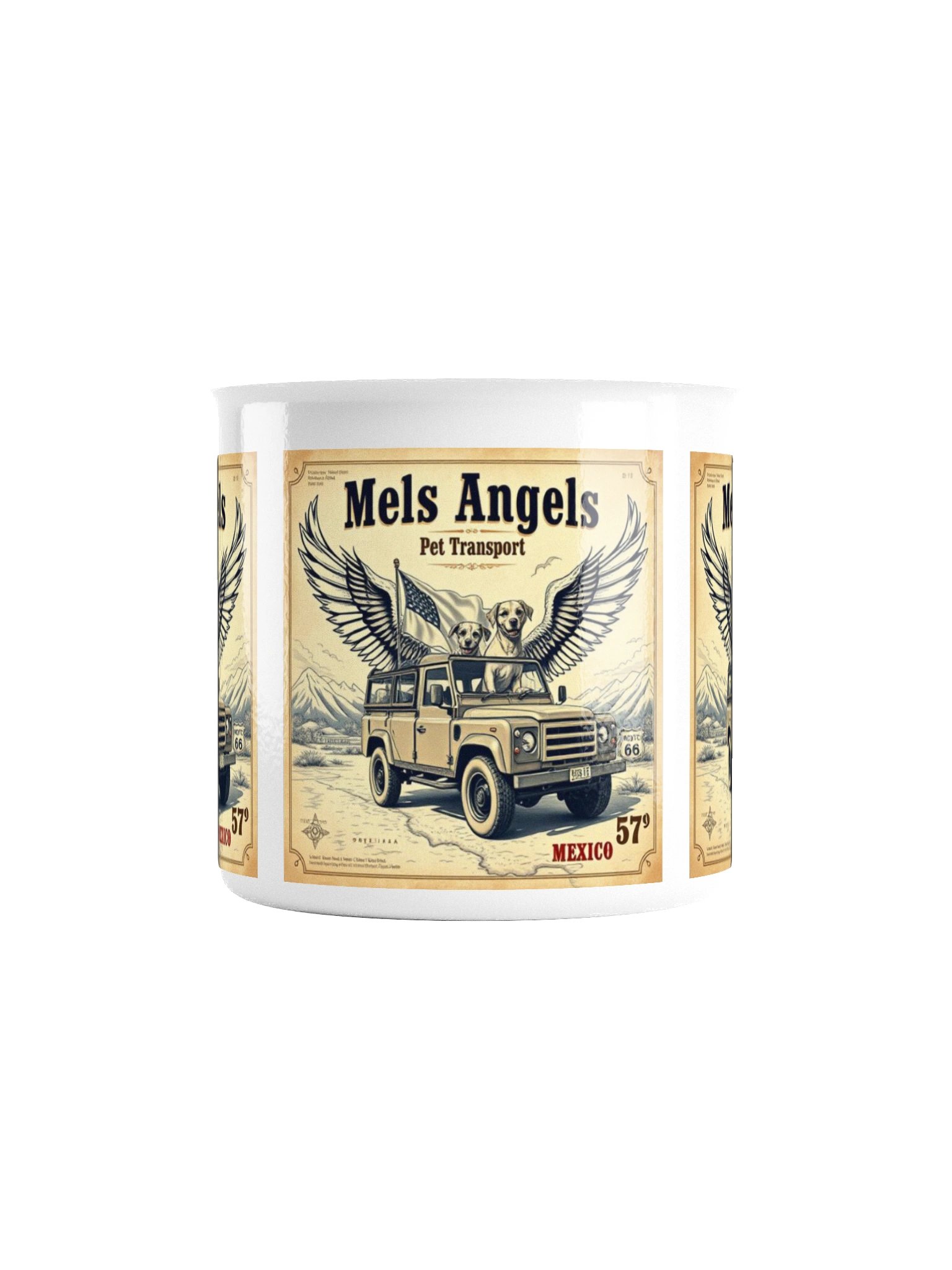 Mels Angels Pet Transport Enamel Mug | Vintage Mexico Travel Cup | Dog Lover Gift, Adventure Coffee Mug, Enamel Camp Mug product image (4)