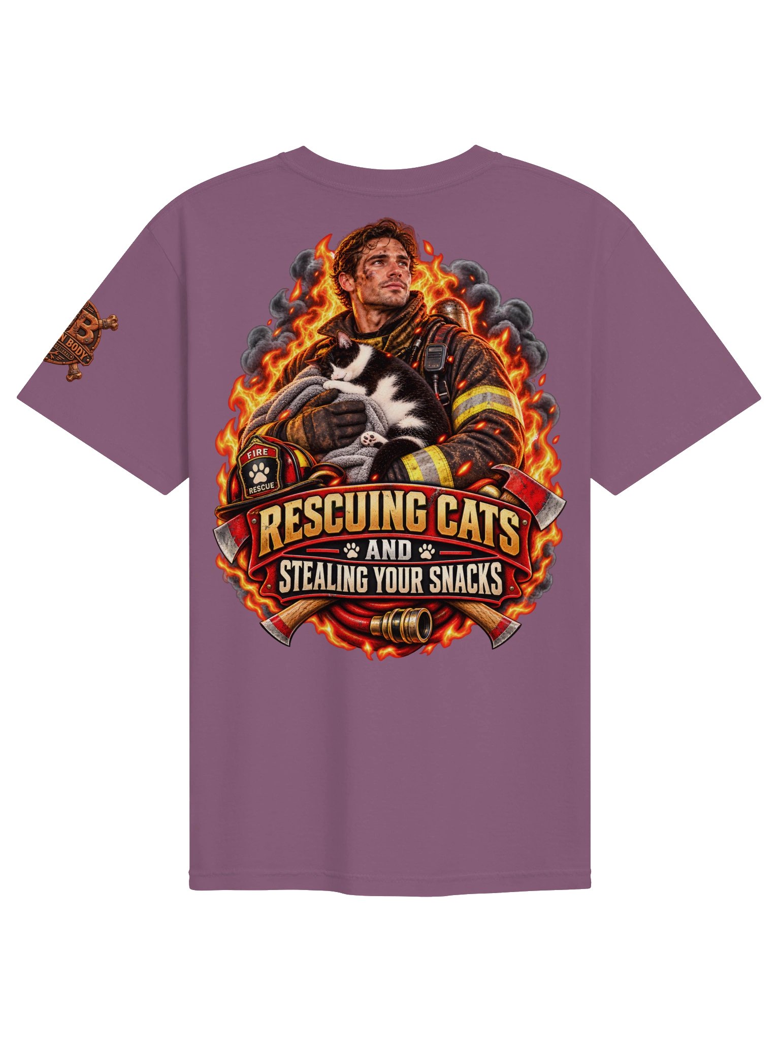 Funny Firefighter Shirt — Rescuing Cats & Stealing Your Snacks | Flat Out Broken™ product image (3)