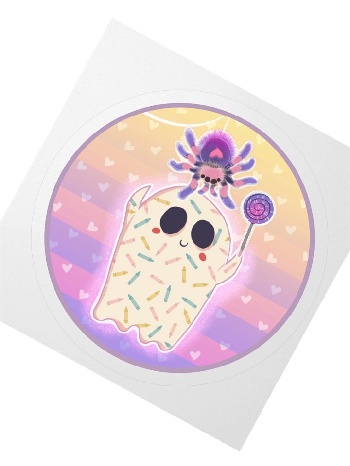 Pastel Little Ghost & the Pet Spider - Vinyl Sticker product image (1)