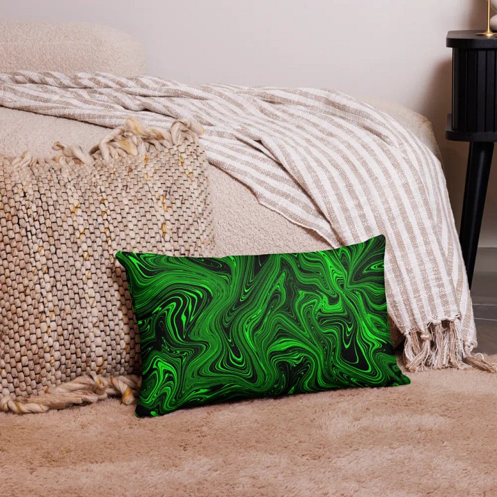 Premium Pillow Case - Green and Black Fluid Swirls product image (1)