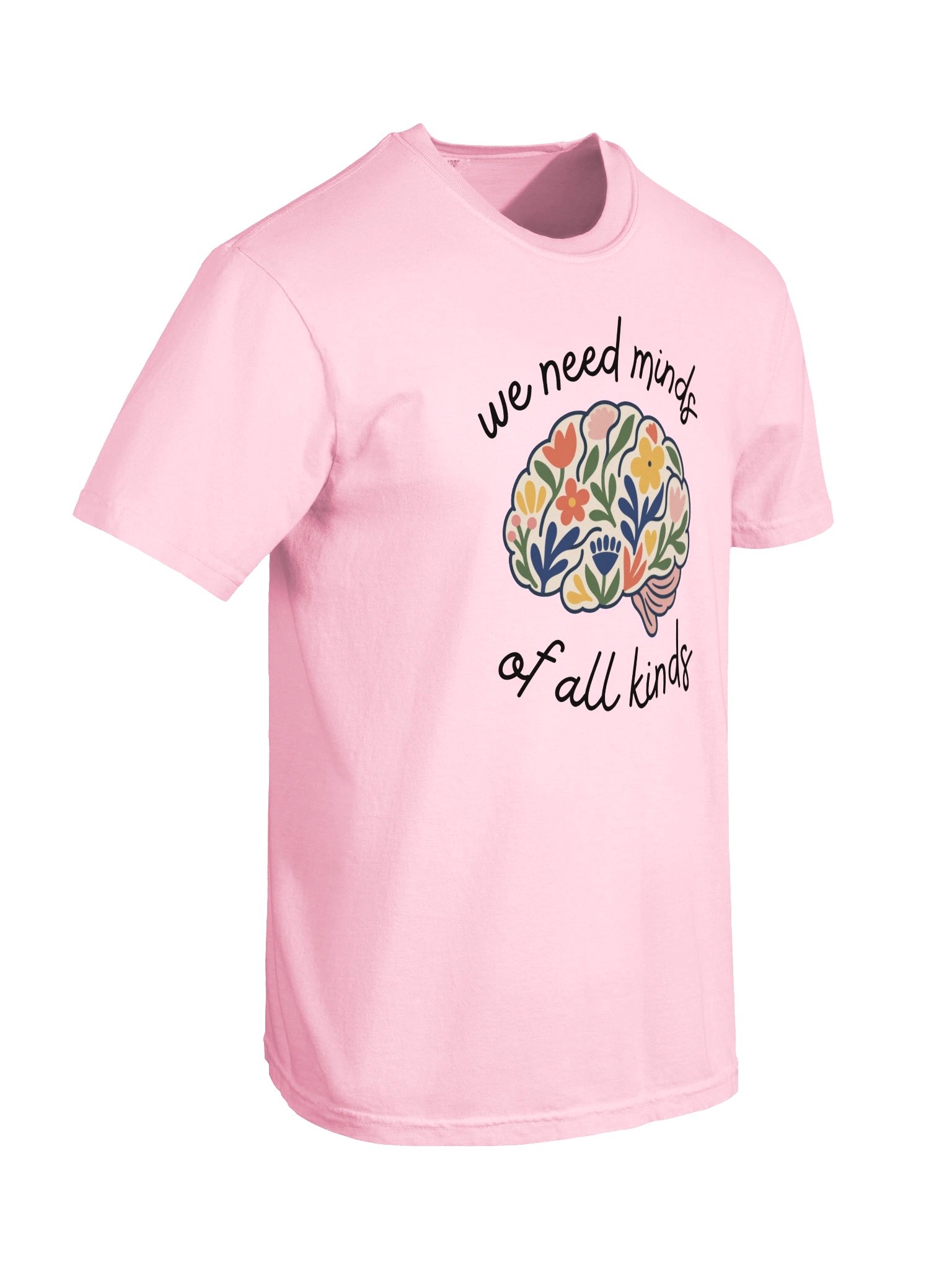 We Need Minds Of All Kinds - Floral Brain - Adult Unisex Tee product image (10)