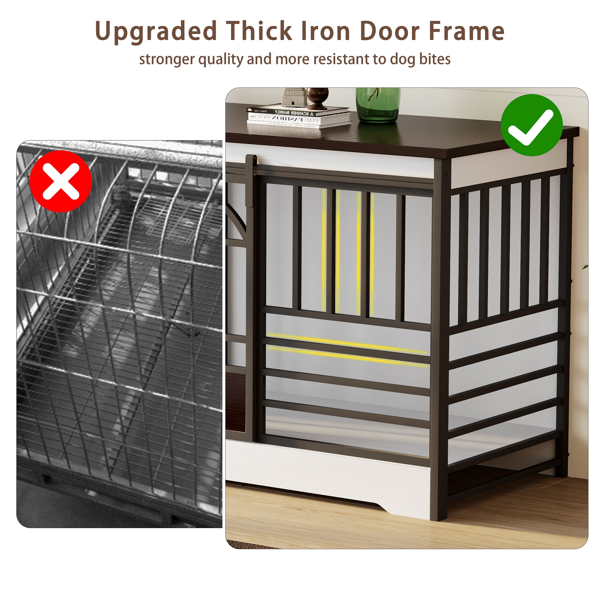 78 inch Dog Crate Furniture XXL Dog Cage Heavy Duty Dog Kennel Indoor with Removable Divider,Extra Large Double Cage Large Breed BROWN product image (9)