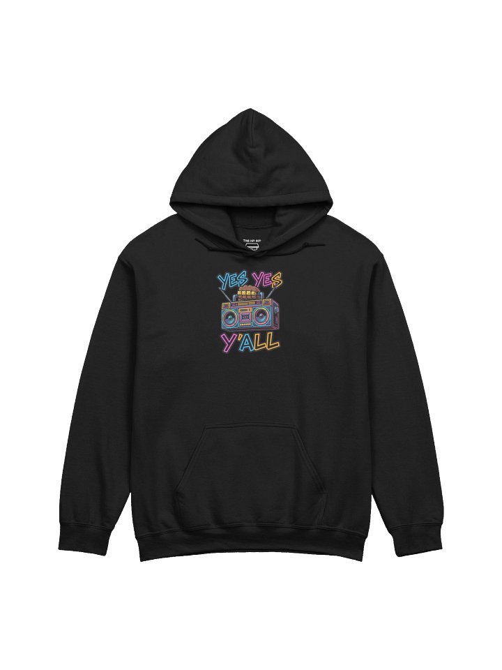 Yes Yes Y’all Hip Hop Hoodie – Black Boombox Graphic Pullover for Rap Fans product image (1)