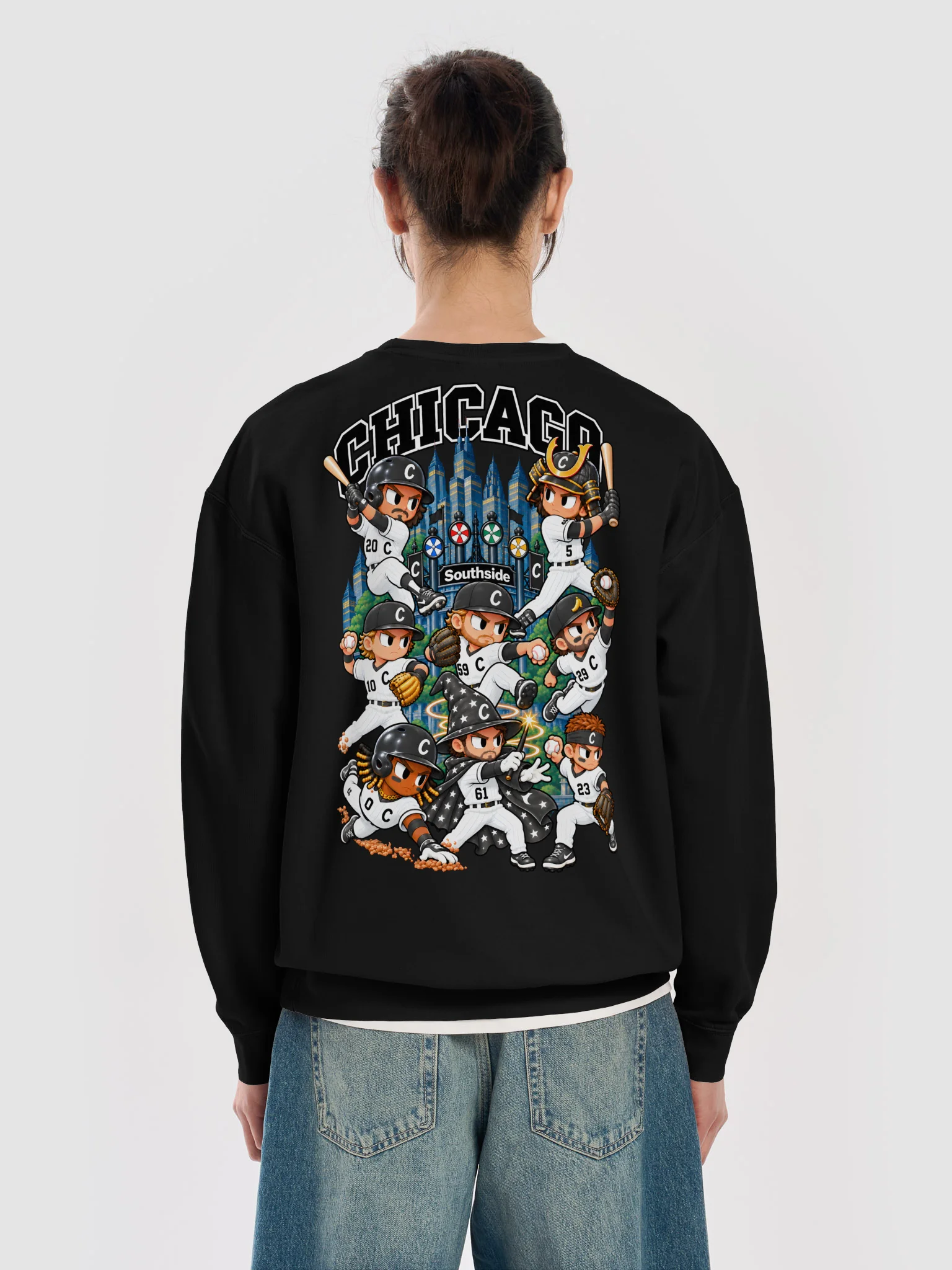 Chicago Southside Baseball 2026 Animated Player Back Print Crewneck product image (6)