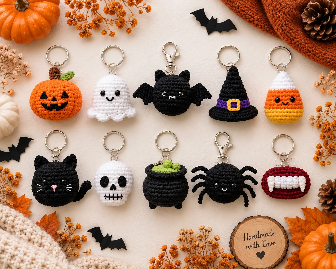 Halloween Crochet Keychain Patterns PDF, 10 Amigurumi Designs, Spooky Bundle, Digital Download product image (2)