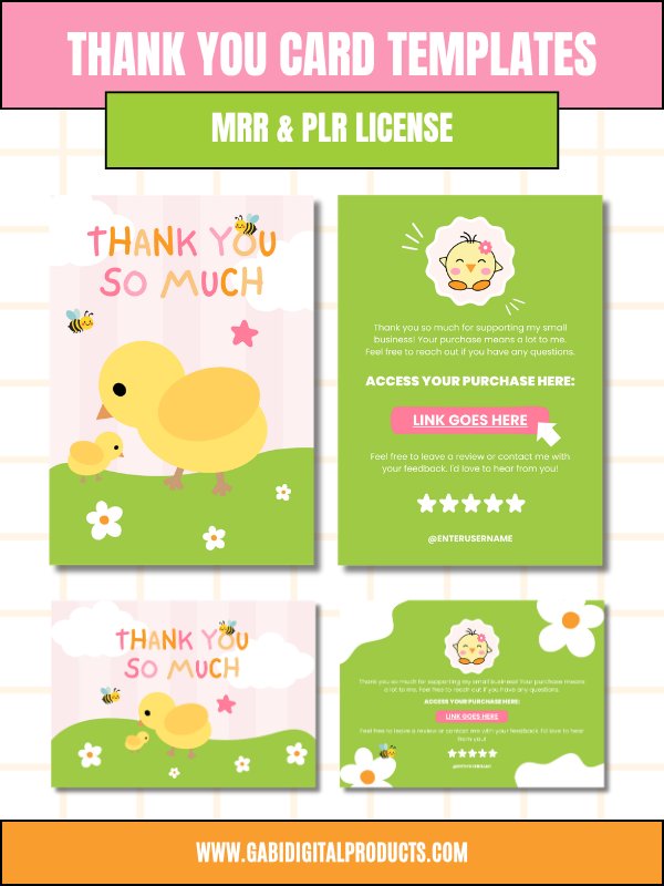 PLR/MRR Garden Thank You Card Templates product image (2)
