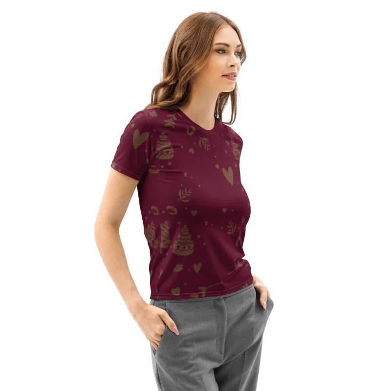 All-Over Print Women’s Cotton Crew Neck T-Shirt product image (4)