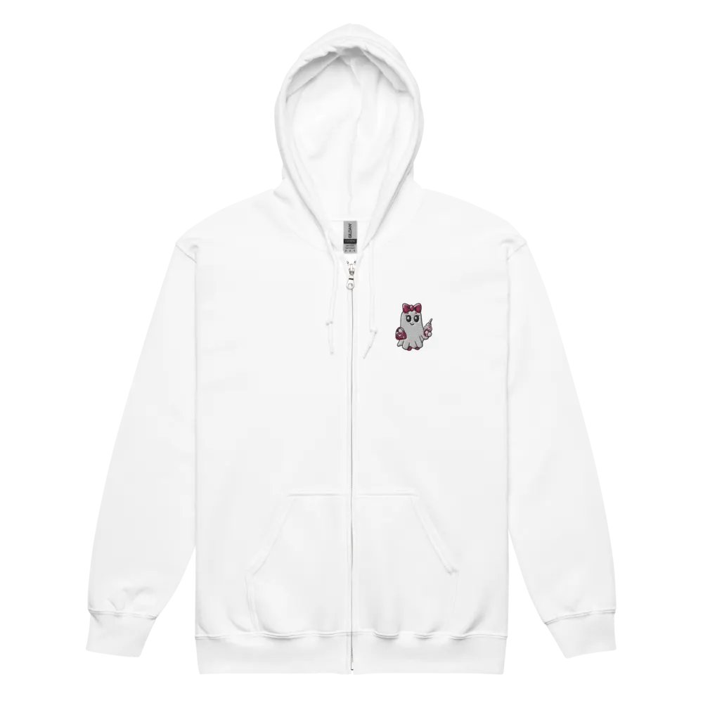 Cute Ghost Embroidered Zip Hoodie product image (4)