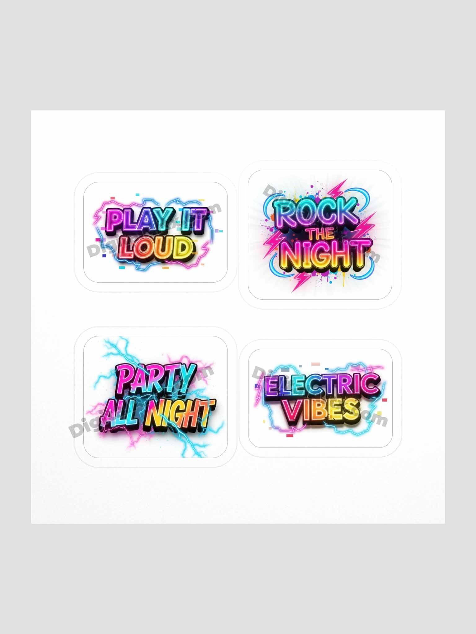 Neon Party Vibes Kiss Cut Stickers Set product image (1)