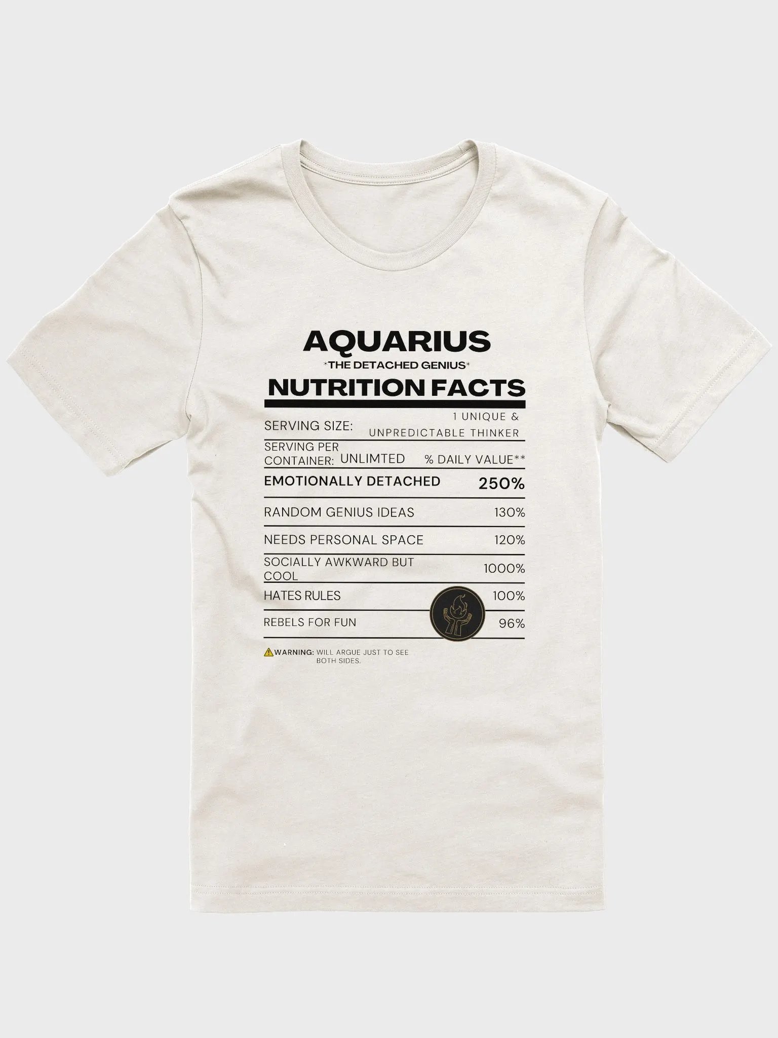 AQUARIUS Nutrition Facts T-Shirt product image (2)