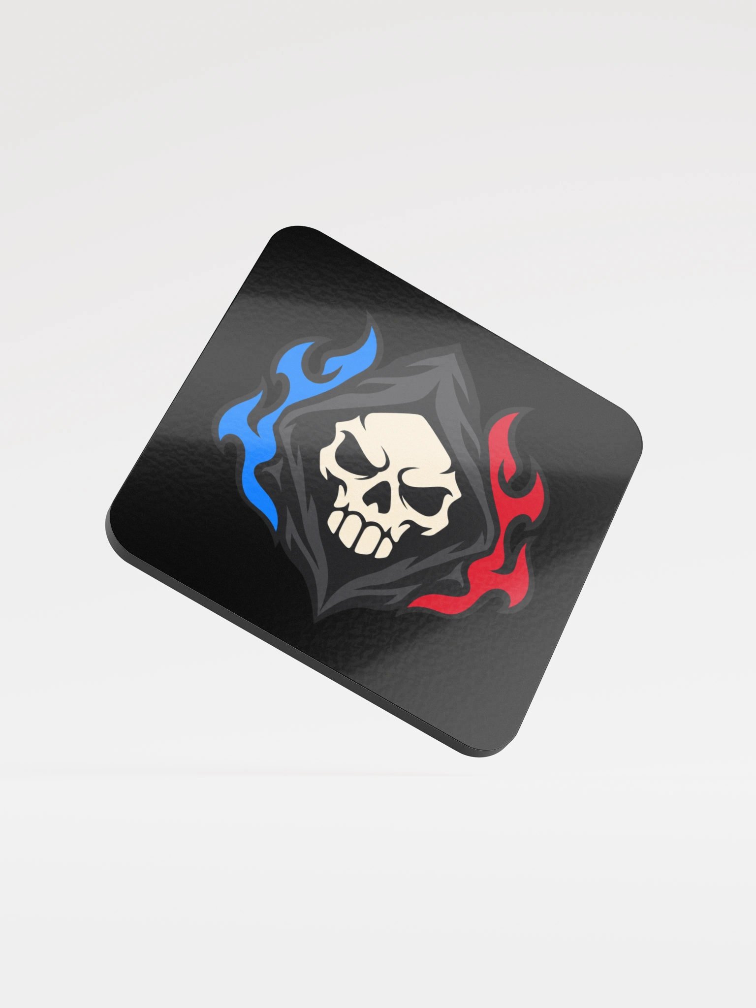 Hooded Skull - Red & Blue Flame Coaster (Black) product image (1)