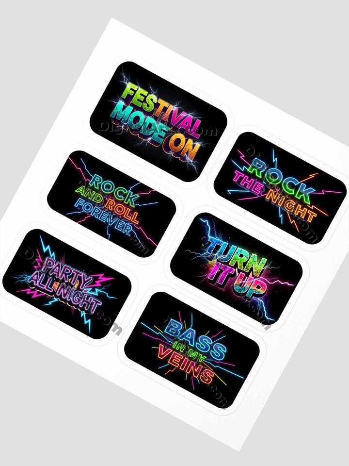 Neon Rock Festival Kiss Cut Black Stickers Set product image (2)
