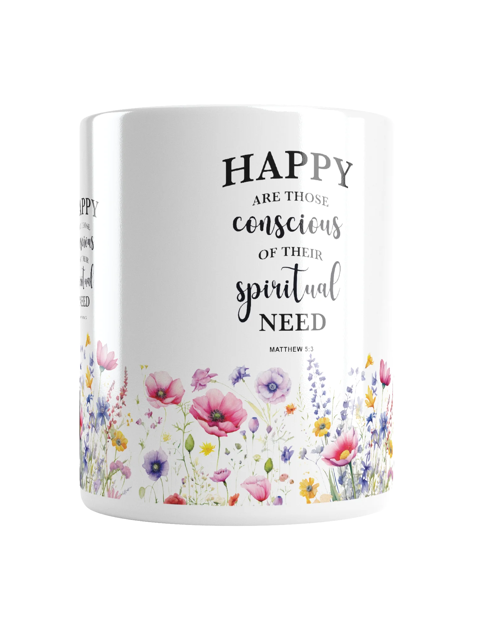 2026 Yearly Text Christian Mug – Matthew 5:3 Inspirational Floral Coffee Cup product image (1)
