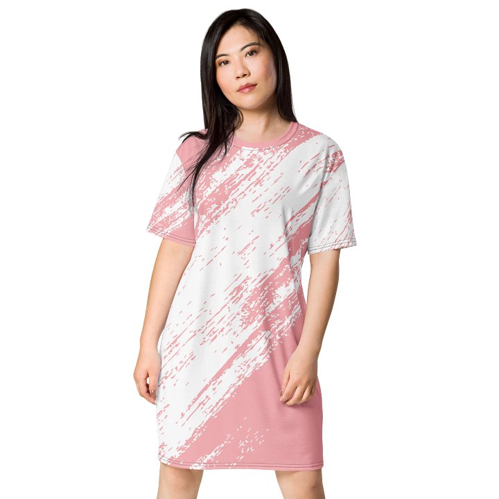 Exclusive Pink Brushstroke Oversized T-Shirt Dress | TDS Music product image (1)