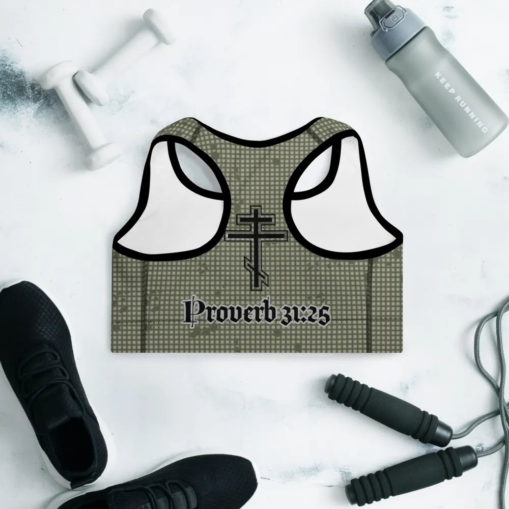 Faithful Camo: Proverb 3:25 Padded Sports Bra - Desert Night Camo product image (9)