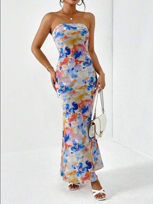ADLEST Women's Sexy Full Print Backless Tube Dress, Summer Summer Dresses For Women product image (2)