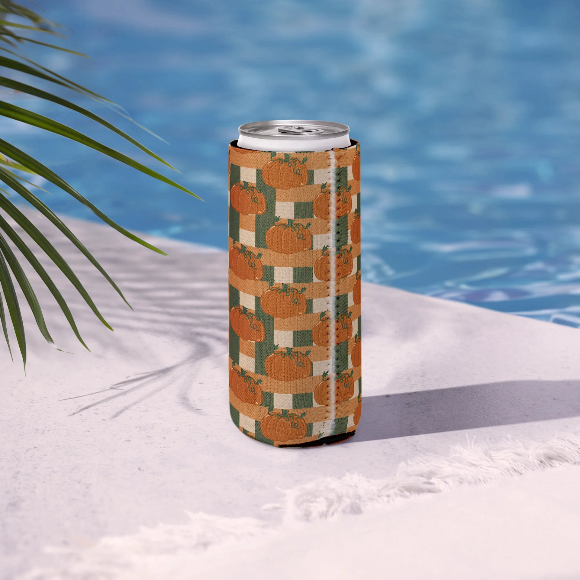 Pumpkin Plaid Pattern Can Koozie product image (6)